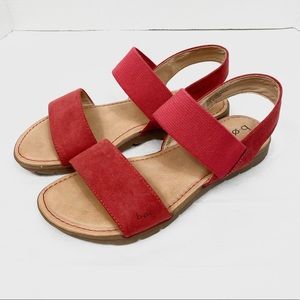 Born BOC Red Fabric Strappy Flat Sandals